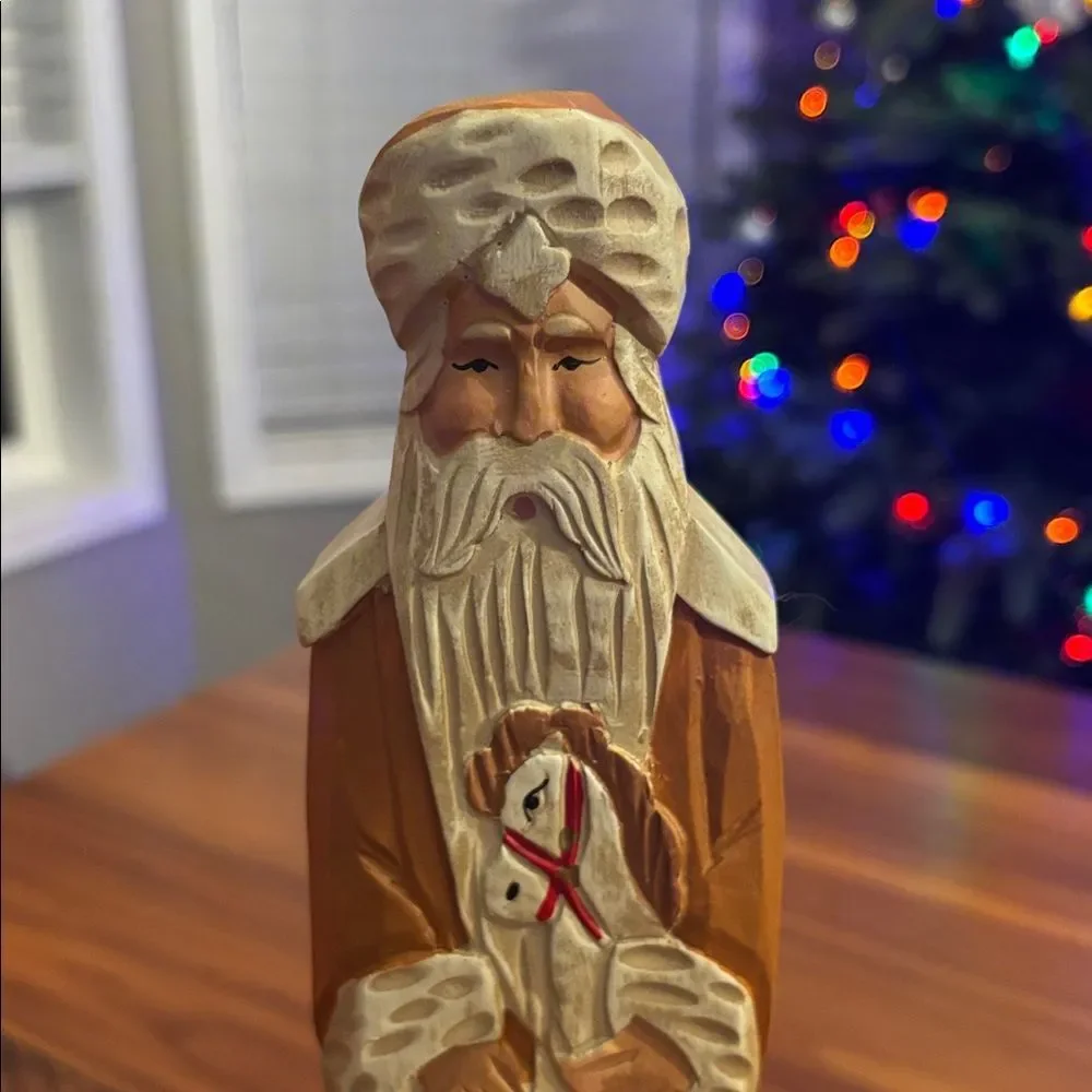 Santa of the World Hand Painted Carved Wood 1903 Russia Collectors Edition 12.5”